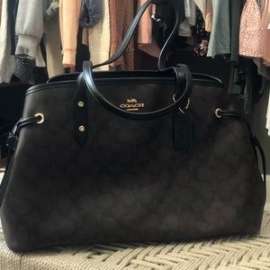 Coach signature drawstring carryall tote